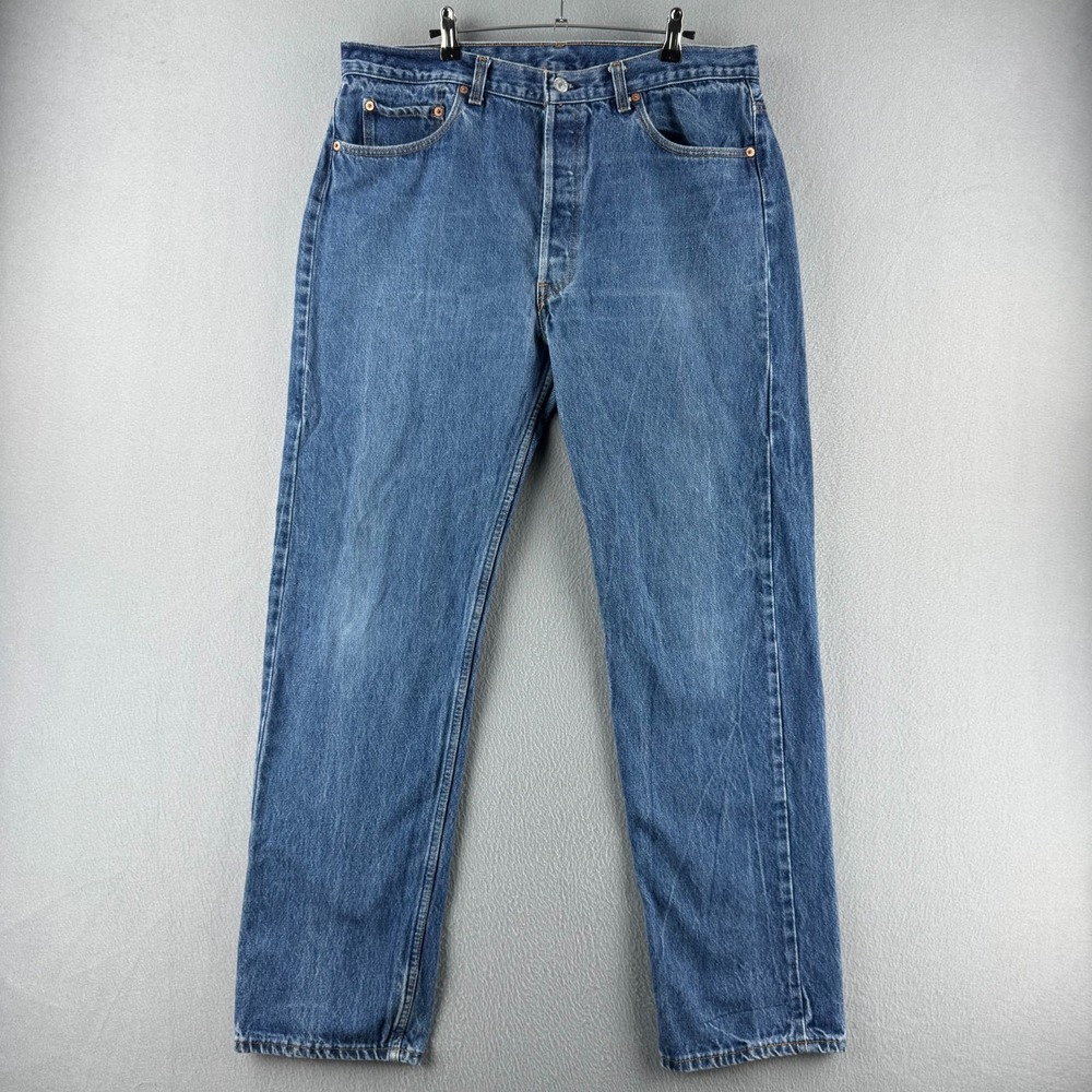 Vintage Levis Jeans Mens 38x32 (Fits 36x32) Blue Denim 501 Straight Made in USA